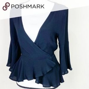 Black Mink Pink wrap top